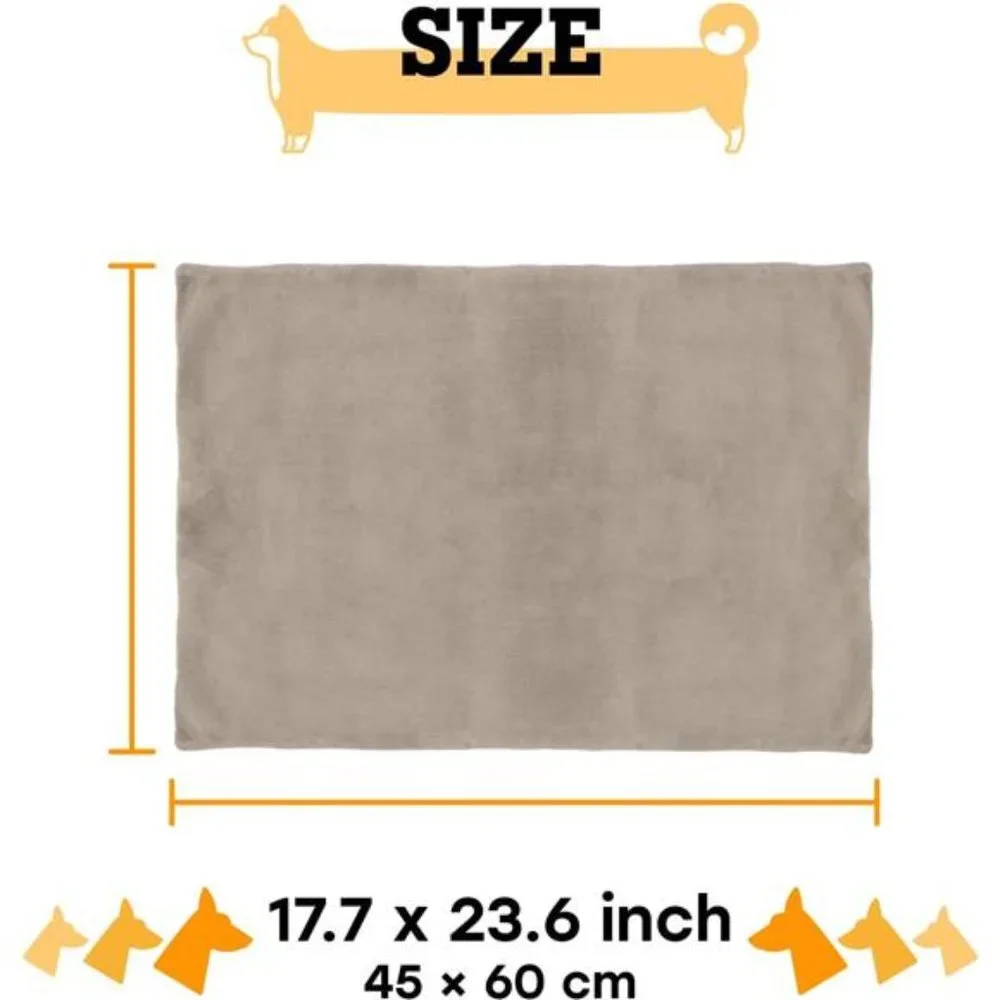 Dog Mat - 17.7 x 23.6 in Fluffy Padded Dog Blanket w/Insulation, Gray